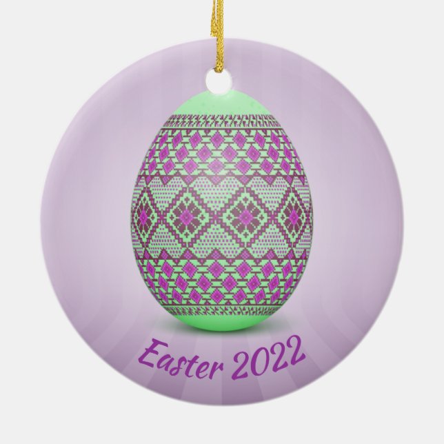 Ukrainisches Ostereier (Pysanka) Keramik Ornament (Hinten)