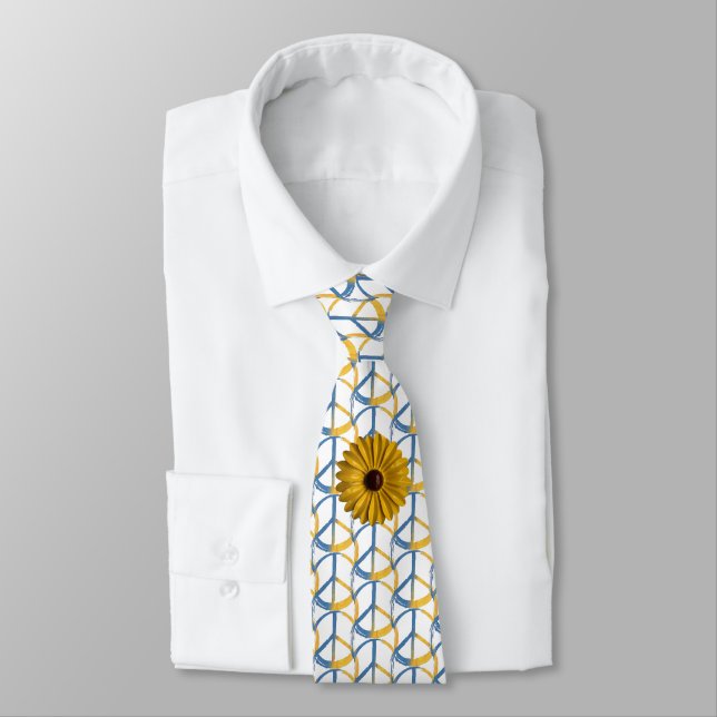 Ukrainisches PEACE Symbol Zeichen Sonnenblume Ukra Krawatte (Gebunden)