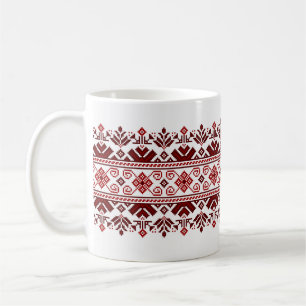 Ukrainisches traditionelles Vushuvanka-Volksmuster Kaffeetasse