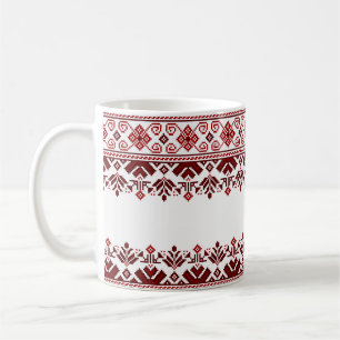 Ukrainisches traditionelles Vushuvanka-Volksmuster Kaffeetasse