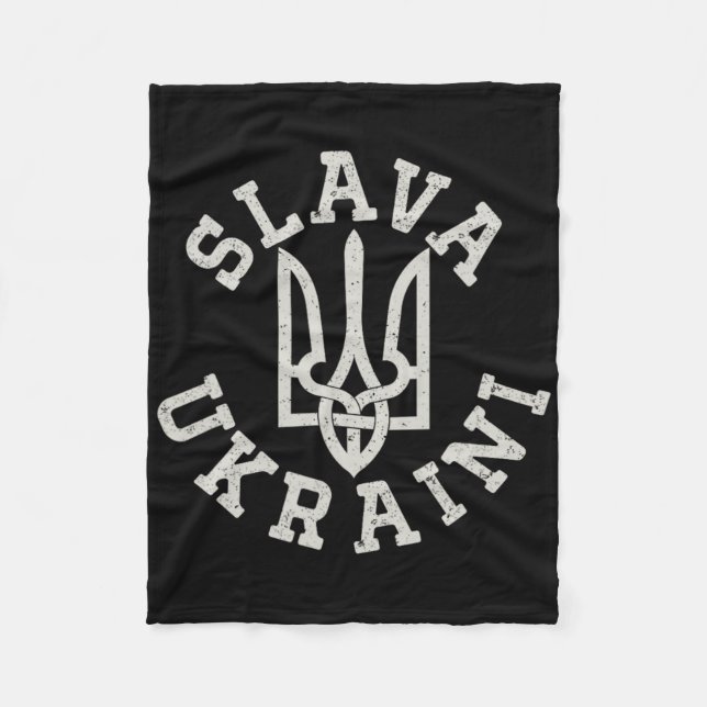 Ukrainisches Trident-Emblem Rette Ukraine Widerste Fleecedecke (Vorderseite)