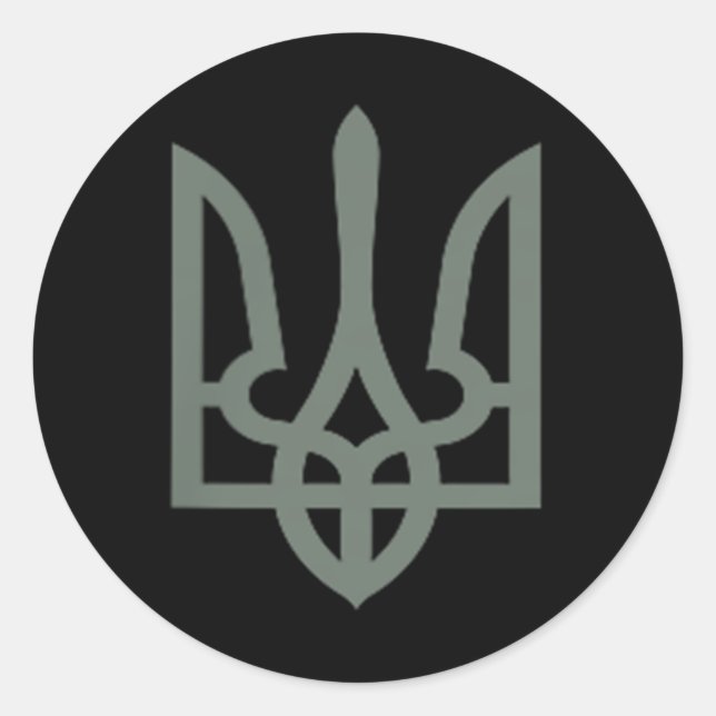 Ukrainisches Trident Symbol Tryzub Emblem Runder Aufkleber (Vorderseite)