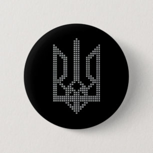 Ukrainisches Tryzub-Symbol auf dem Herzen - Ukrain Button