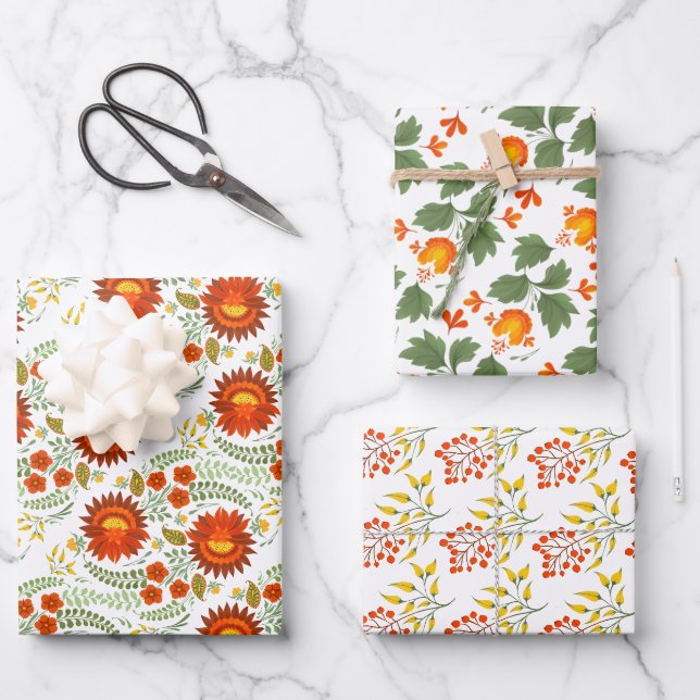 Ukrainisches Volksblumenmuster. Ukraine Geschenkpapier Set (Vorderseite)