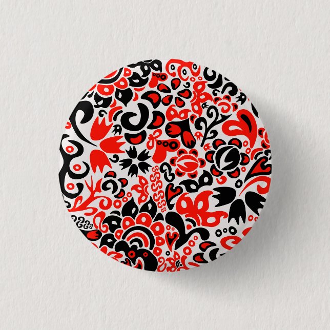 Ukrainisches Volkskunst-Blumenmuster Button (Vorderseite)