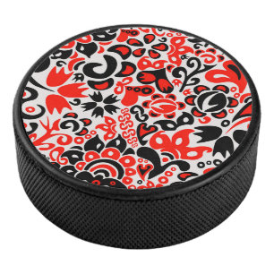 Ukrainisches Volkskunst-Blumenmuster Eishockey Puck