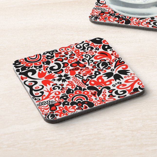 Ukrainisches Volkskunst-Blumenmuster Getränkeuntersetzer (Linke Seite)