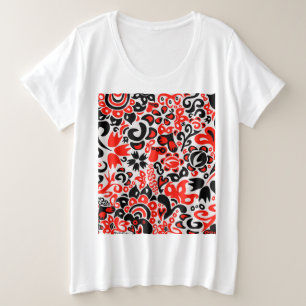Ukrainisches Volkskunst-Blumenmuster Große Größe T-Shirt