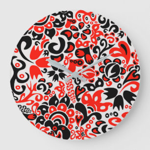 Ukrainisches Volkskunst-Blumenmuster Große Wanduhr