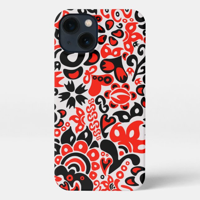 Ukrainisches Volkskunst-Blumenmuster iPhone Hülle (Rückseite)