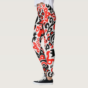 Ukrainisches Volkskunst-Blumenmuster Leggings