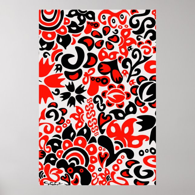 Ukrainisches Volkskunst-Blumenmuster Poster (Vorne)