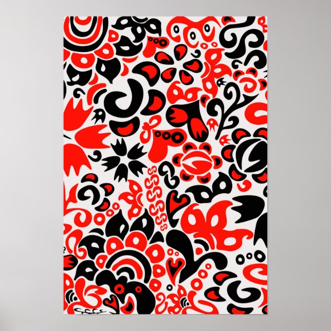 Ukrainisches Volkskunst-Blumenmuster Poster (Vorne)