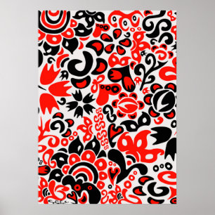 Ukrainisches Volkskunst-Blumenmuster Poster