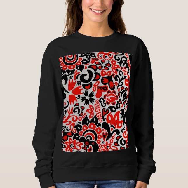 Ukrainisches Volkskunst-Blumenmuster Sweatshirt (Vorderseite)