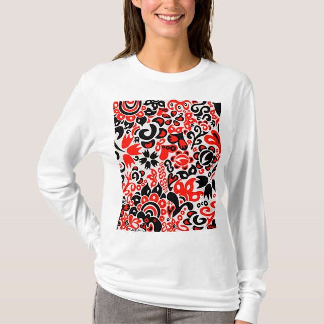 Ukrainisches Volkskunst-Blumenmuster T-Shirt (Vorderseite)