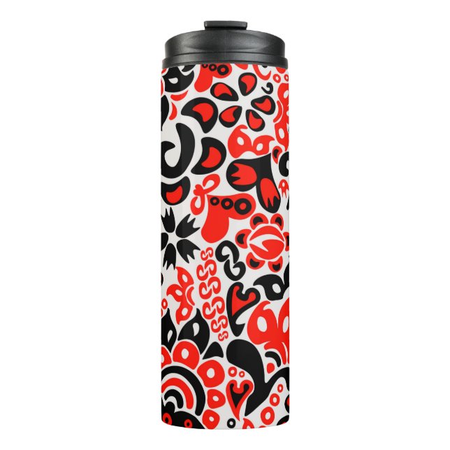 Ukrainisches Volkskunst-Blumenmuster Thermosbecher (Vorderseite)