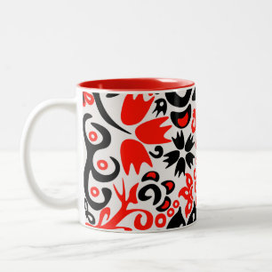 Ukrainisches Volkskunst-Blumenmuster Zweifarbige Tasse