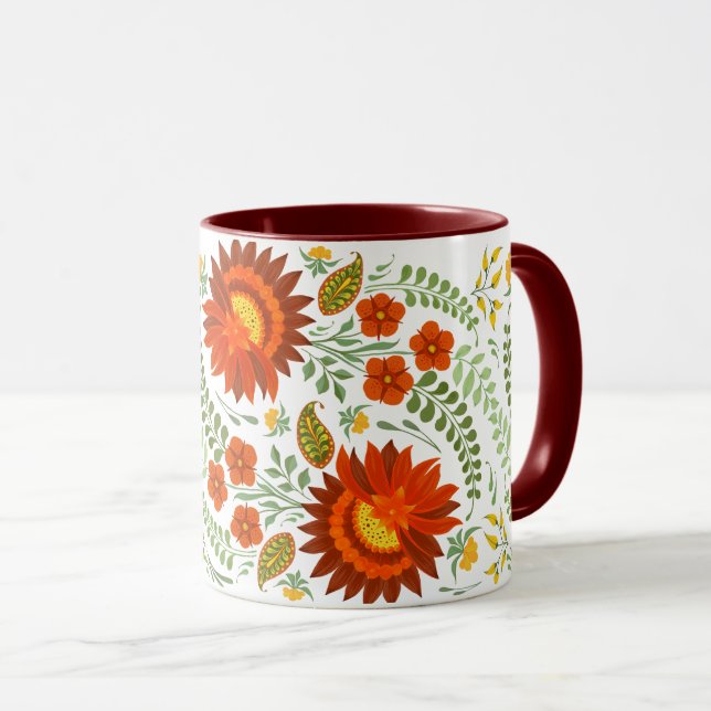 Ukrainisches Volksmuster. Ukraine Tasse (VorderseiteRechts)