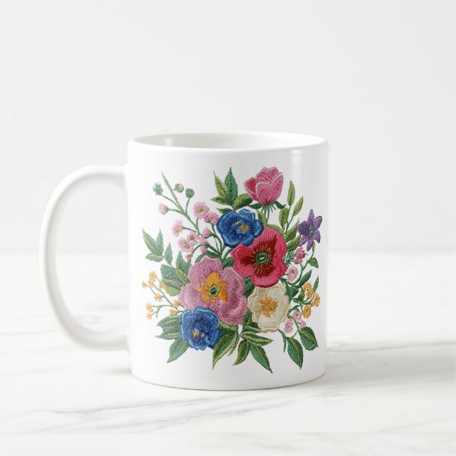 Ukrainisches Vushuvanka-Volkskunstmuster Kaffeetasse (Links)