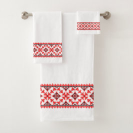 Ukrainisches Vyshyvanka-Design Badhandtuch Set