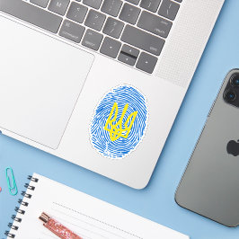 Ukrainisches Wappen auf Fingerabdruck-Hintergrund Aufkleber