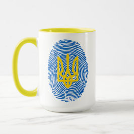 Ukrainisches Wappen auf Fingerabdruck-Hintergrund Tasse