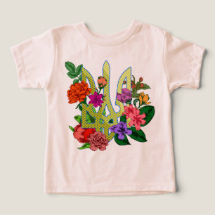 Ukrainisches Wappen Dreizack Tryzub blühende Blume