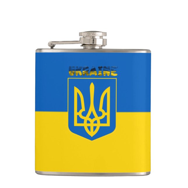ukrainisches Wappen Flachmann (Vorderseite)