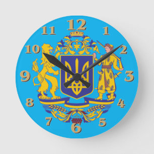 UKRAINISCHES WAPPEN RUNDE WANDUHR