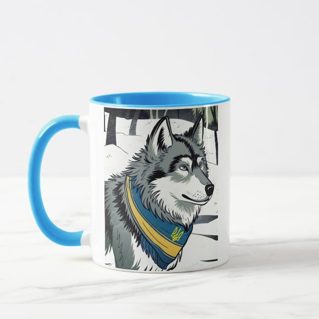 Ukrainisches Wolf-Symbol, stark, stolz Ukraine Art Tasse (Links)