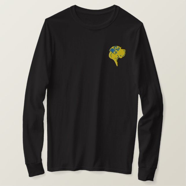 Ukranische Farben Großes Dan besticktes PoloShirt Langarmshirt (Design vorne)