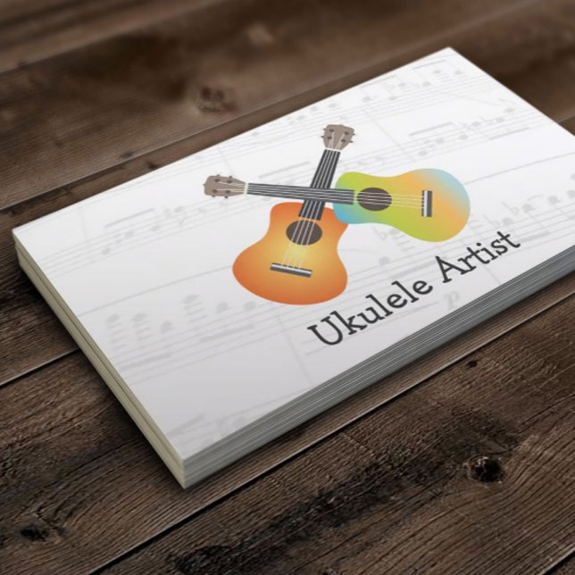 Ukulele Artist Musiknotens Business Card Visitenkarte (Von Creator hochgeladen)