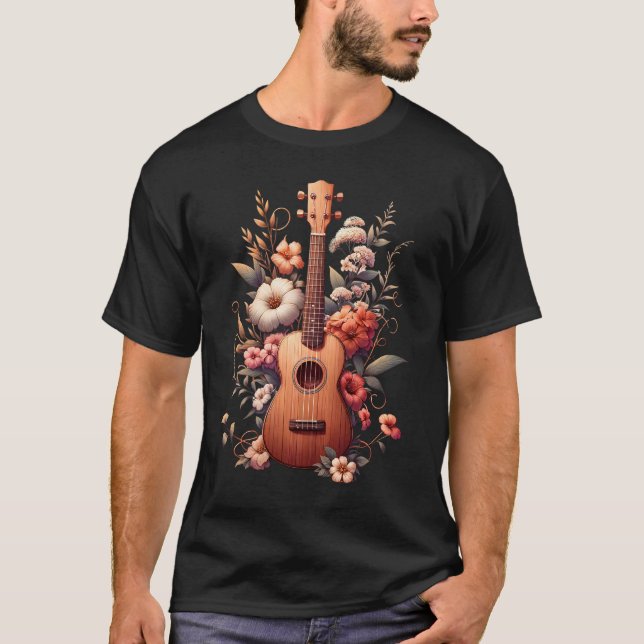 Ukulele Ästhetische Floral Ukulelist Ukulele T-Shirt (Vorderseite)
