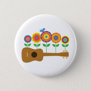 Ukulele-Blumen Button