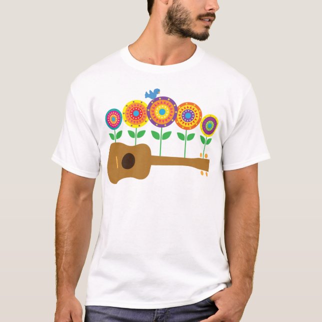 Ukulele-Blumen T-Shirt (Vorderseite)