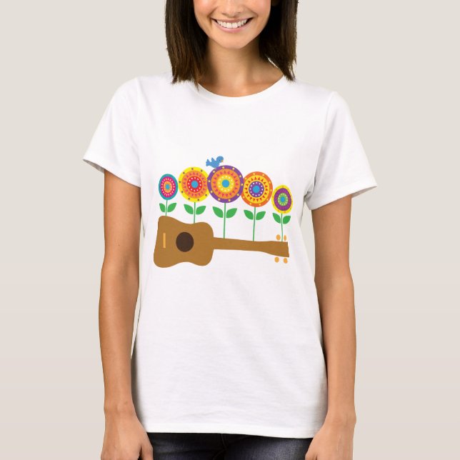 Ukulele-Blumen T-Shirt (Vorderseite)