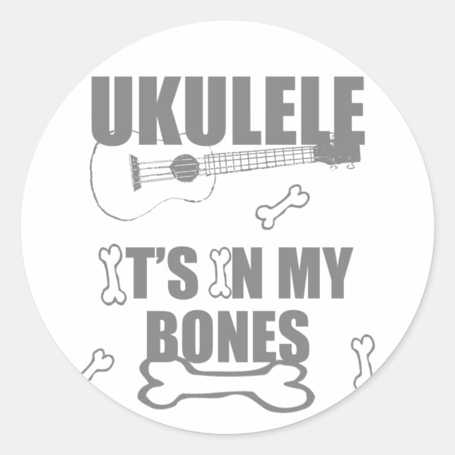 Ukulele Bones Runder Aufkleber (Vorderseite)