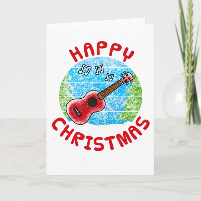Ukulele Christmas Card Uke Player Musician Dankeskarte (Vorderseite)