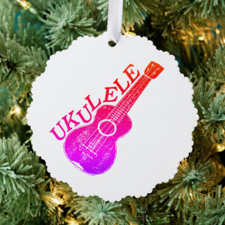 Ukulele Farbiger Text und Bild Ornament Karte