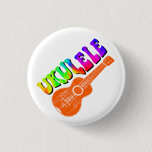 Ukulele Gefärbte Krawatte Groovy Text Art Button