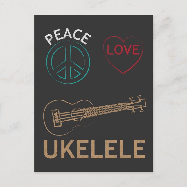Ukulele Gift - Peace Liebe Ukelele Uke Liebe Postkarte (Vorderseite)