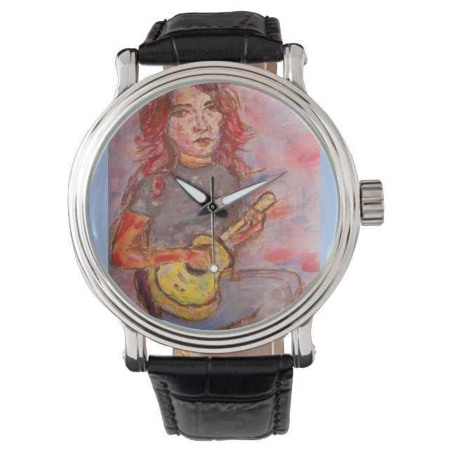 Ukulele Girl Armbanduhr (Vorderseite)
