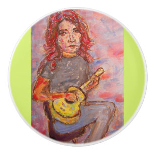 Ukulele Girl Art Keramikknauf