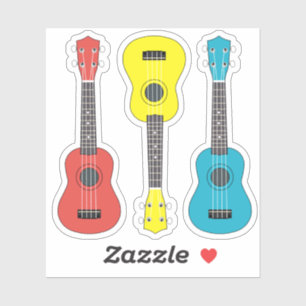 Ukulele Gitarre im Farbpack Aufkleber