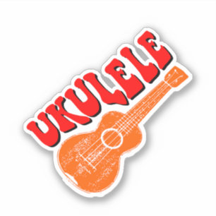 Ukulele Groovy Text Art Aufkleber