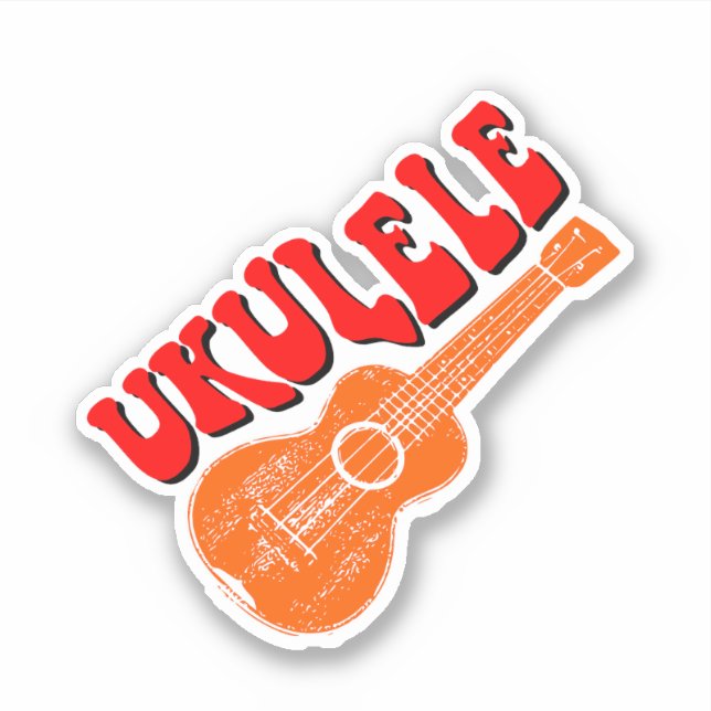 Ukulele Groovy Text Art Aufkleber (Vorderseite)