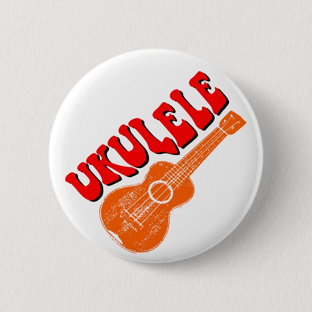 Ukulele Groovy Text Art Button (Vorderseite)