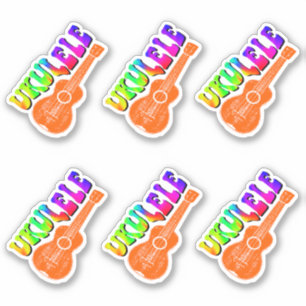 Ukulele Groovy Text Art Prints Aufkleber