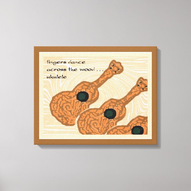 Ukulele Haiku Art Wrapped Canvas Leinwanddruck (Vorderseite)